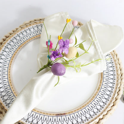 Easter Egg Faux Flower Napkin Rings Set