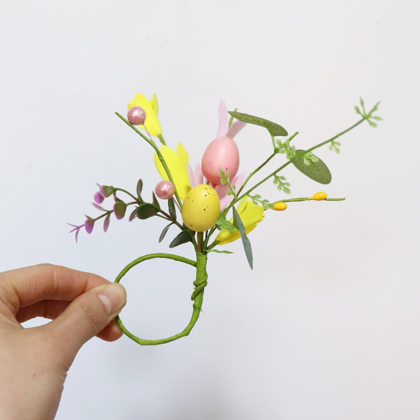 Easter Egg & Forsythia Spring Napkin Ring Set