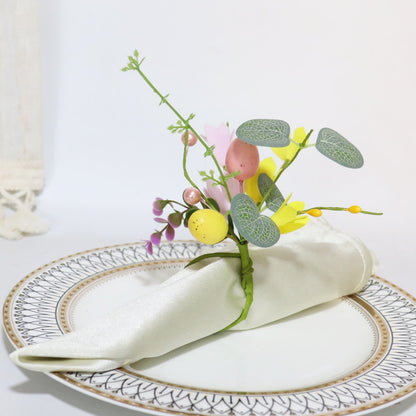 Easter Egg & Forsythia Spring Napkin Ring Set
