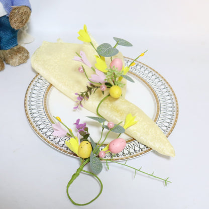 Easter Egg & Forsythia Spring Napkin Ring Set