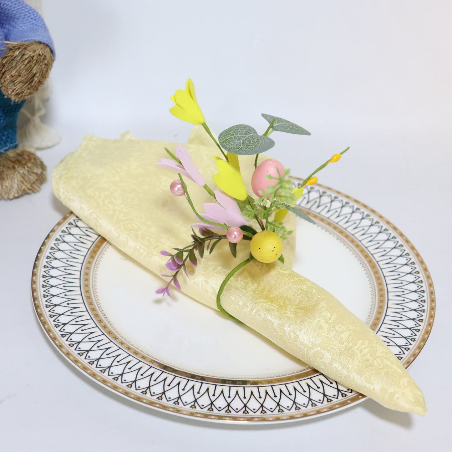 Easter Egg & Forsythia Spring Napkin Ring Set