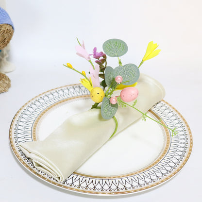 Easter Egg & Forsythia Spring Napkin Ring Set
