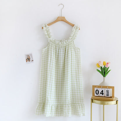 Cotton Ruffle Gingham Cami Nightgown