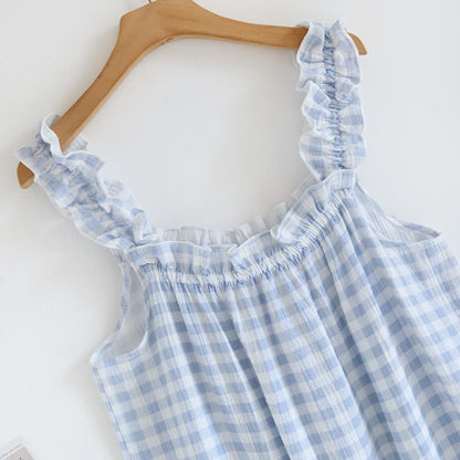 Cotton Ruffle Gingham Cami Nightgown