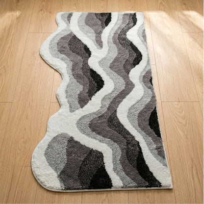 3D Coastal Wave Flocked Rug
