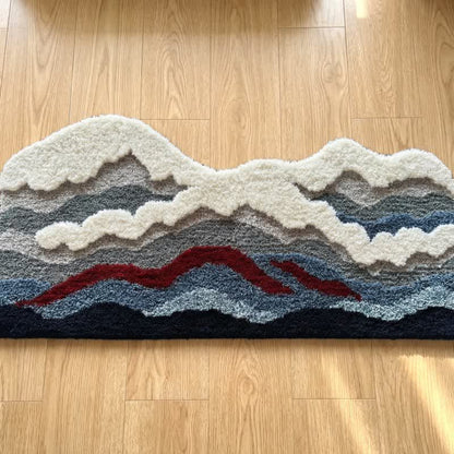 Abstract Wave Shaped Flocked Rug