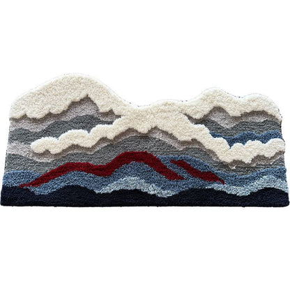 Abstract Wave Shaped Flocked Rug