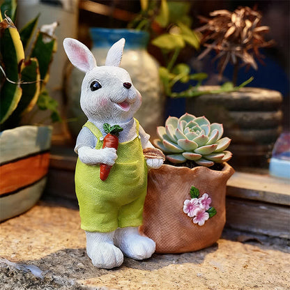 Resin Bunny Garden Succulent Planter Pot