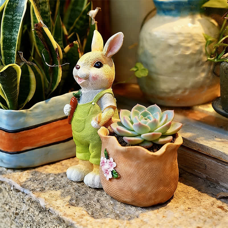 Resin Bunny Garden Succulent Planter Pot