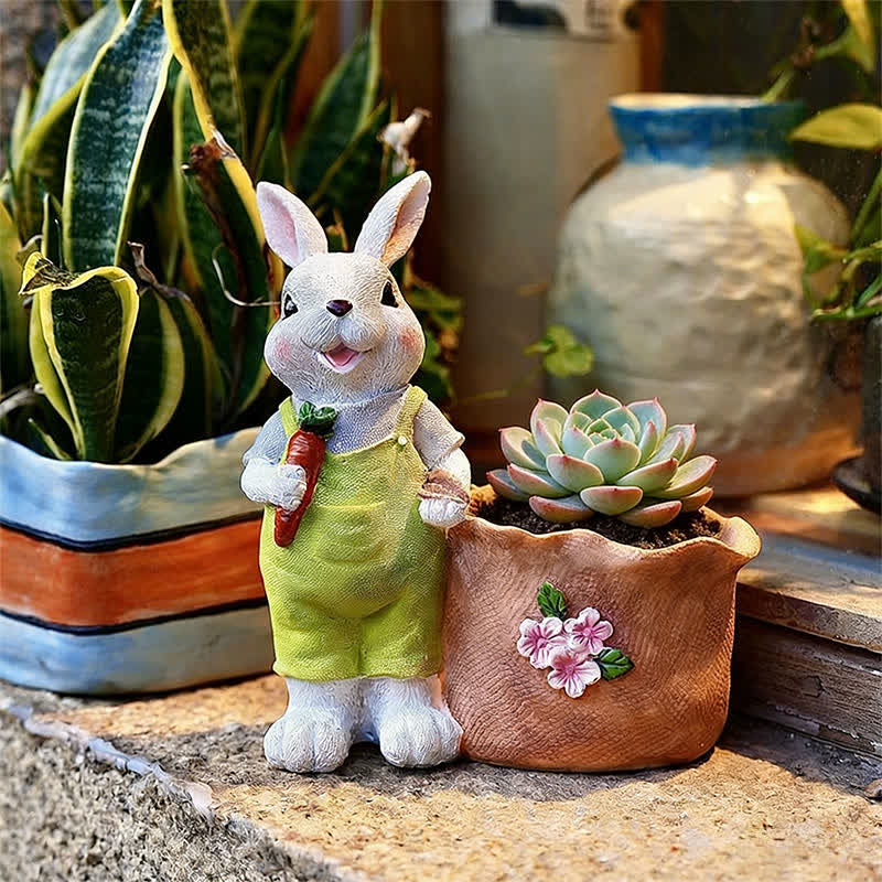 Resin Bunny Garden Succulent Planter Pot
