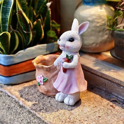 Resin Bunny Garden Succulent Planter Pot