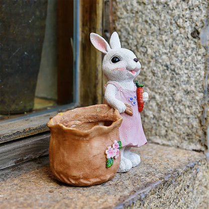 Resin Bunny Garden Succulent Planter Pot