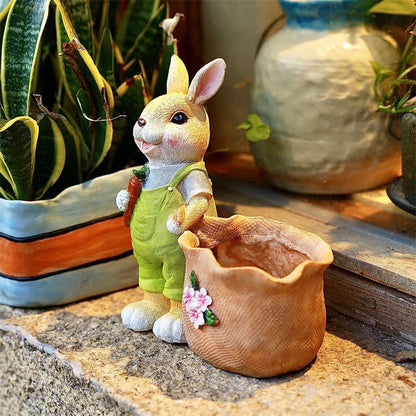Resin Bunny Garden Succulent Planter Pot