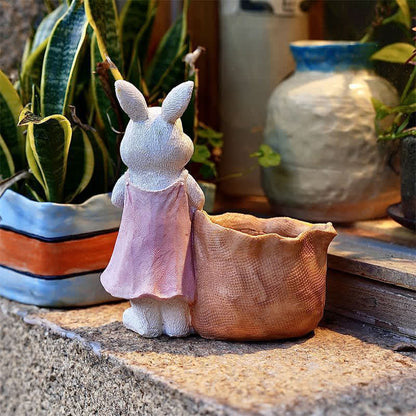 Resin Bunny Garden Succulent Planter Pot