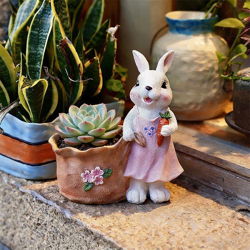 Resin Bunny Garden Succulent Planter Pot