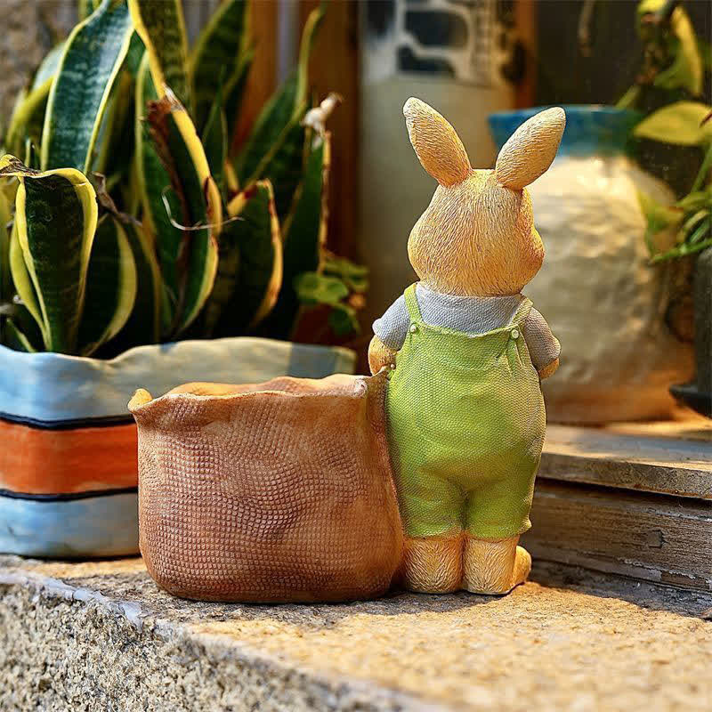 Resin Bunny Garden Succulent Planter Pot
