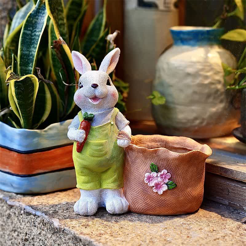 Resin Bunny Garden Succulent Planter Pot