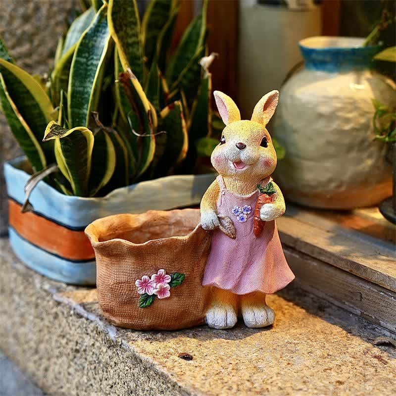Resin Bunny Garden Succulent Planter Pot