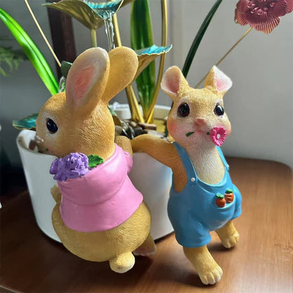 Whimsical Resin Bunny Pot Climbers Set