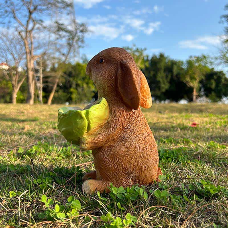 Resin Rabbit Bird Garden Feeder Statue