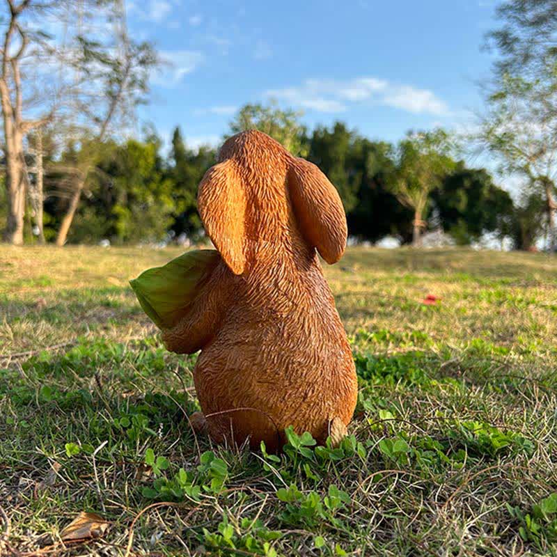Resin Rabbit Bird Garden Feeder Statue