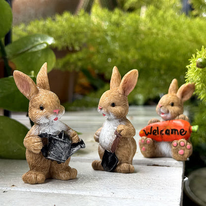 3PCS Miniature Gardening Bunny Figurines