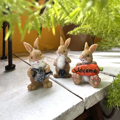 3PCS Miniature Gardening Bunny Figurines