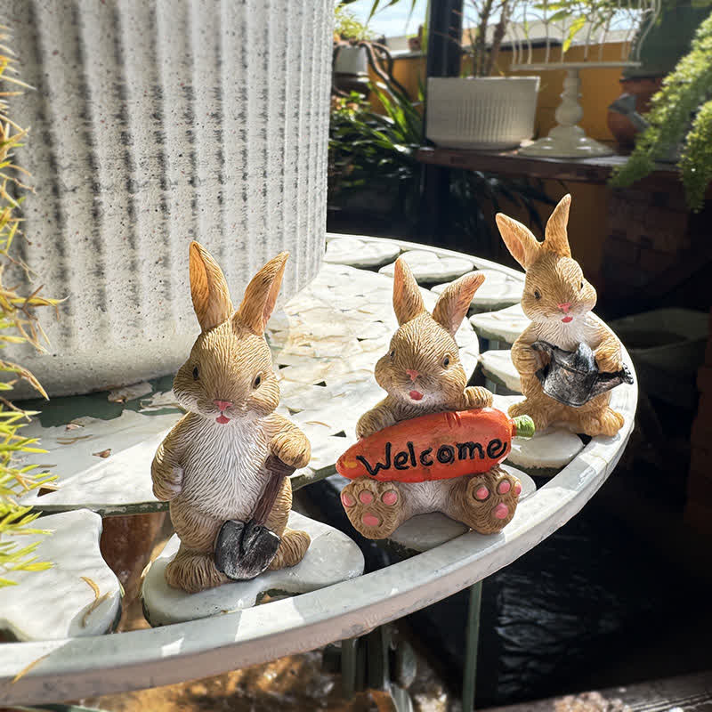 3PCS Miniature Gardening Bunny Figurines