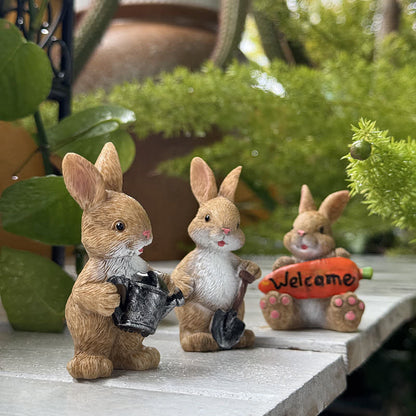 3PCS Miniature Gardening Bunny Figurines