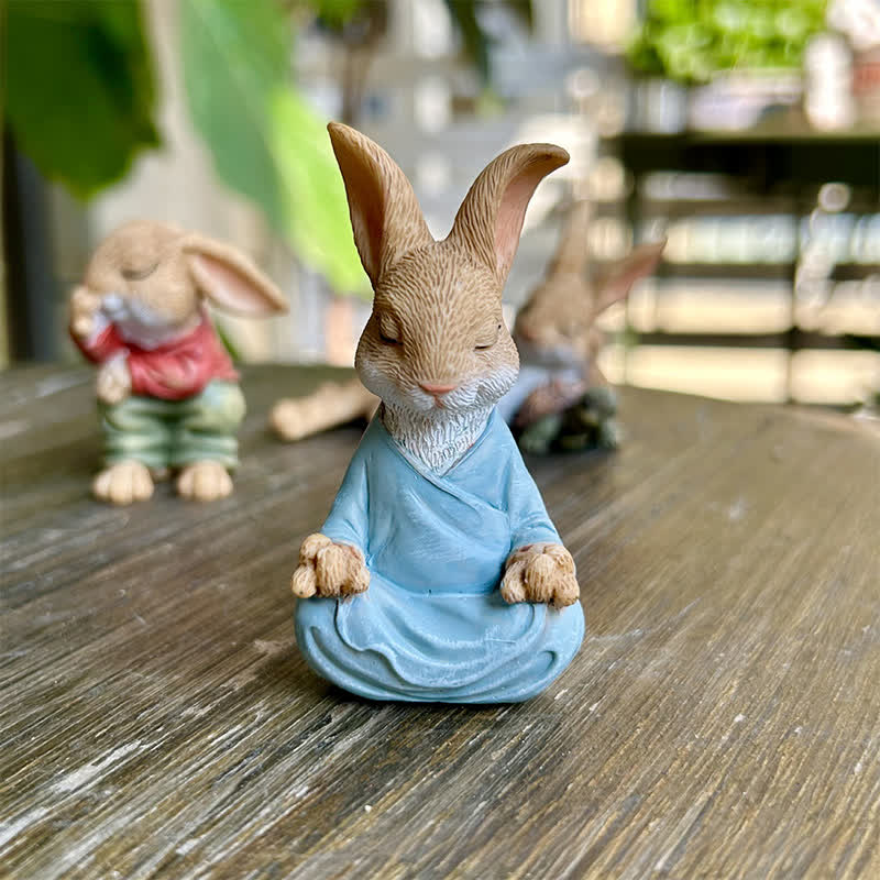 3PCS Miniature Rabbit Resin Garden Sculptures