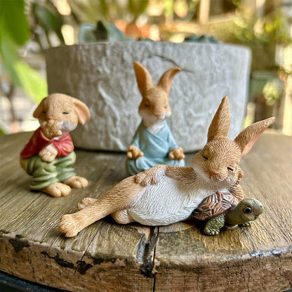 3PCS Miniature Rabbit Resin Garden Sculptures