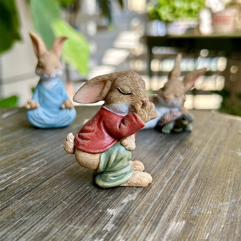 3PCS Miniature Rabbit Resin Garden Sculptures