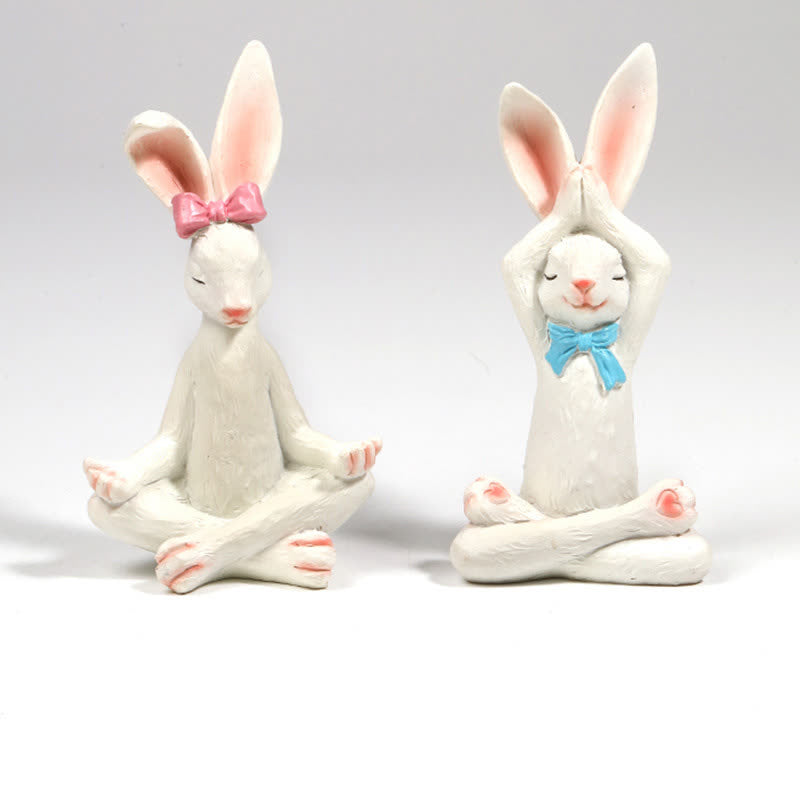 Resin Yoga Rabbit Garden Sculptures Set