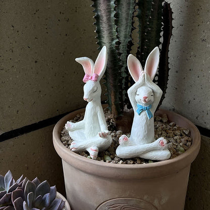 Resin Yoga Rabbit Garden Sculptures Set