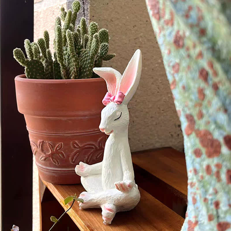 Resin Yoga Rabbit Garden Sculptures Set