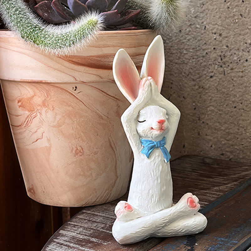 Resin Yoga Rabbit Garden Sculptures Set
