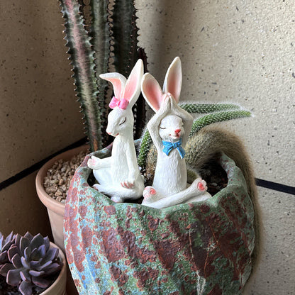 Resin Yoga Rabbit Garden Sculptures Set