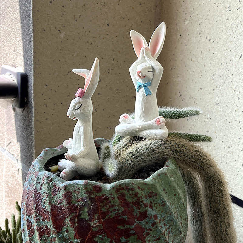 Resin Yoga Rabbit Garden Sculptures Set