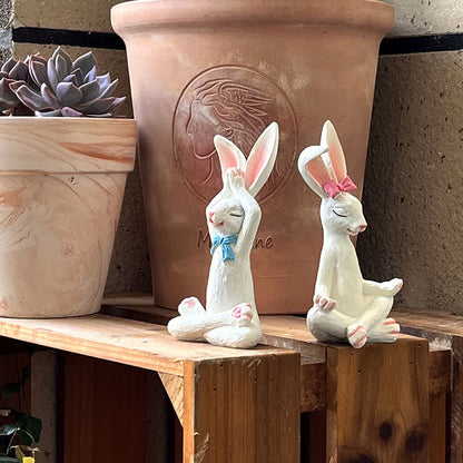Resin Yoga Rabbit Garden Sculptures Set