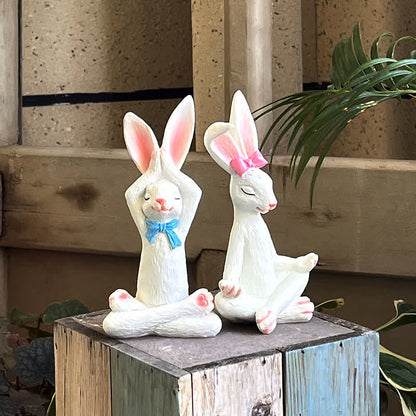 Resin Yoga Rabbit Garden Sculptures Set