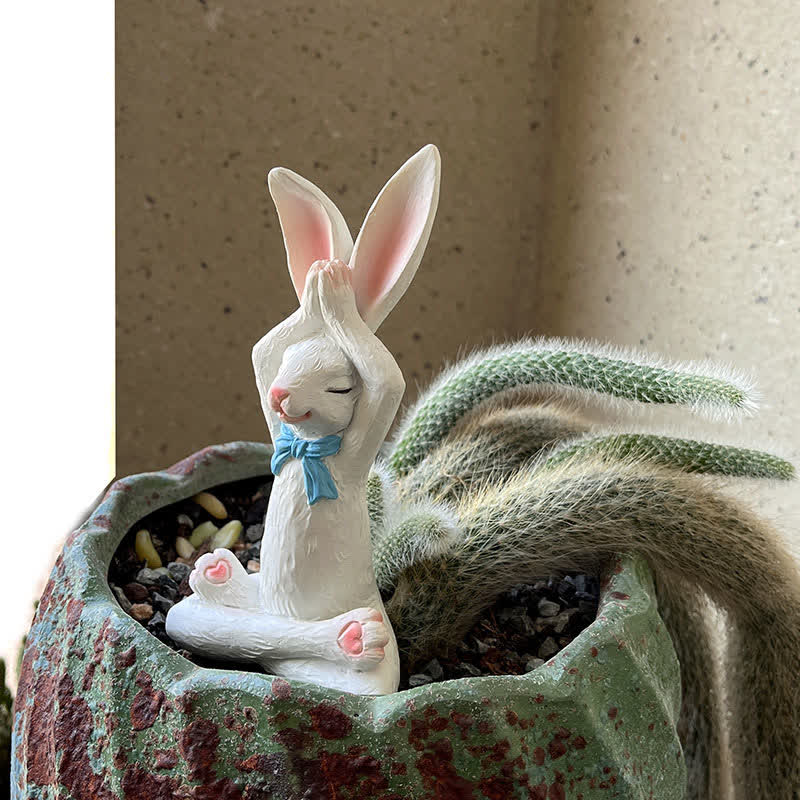 Resin Yoga Rabbit Garden Sculptures Set