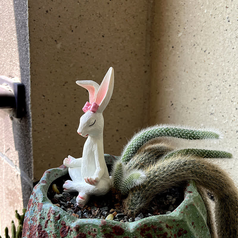 Resin Yoga Rabbit Garden Sculptures Set
