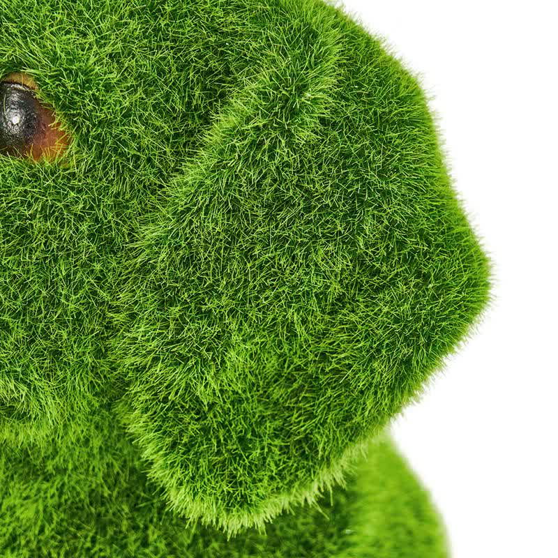 Green Flocked Dog Garden Figurine