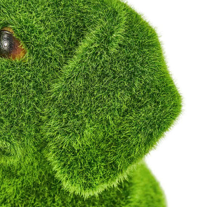 Green Flocked Dog Garden Figurine