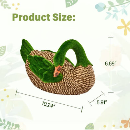 Faux Rattan Flocked Duck Garden Figurine