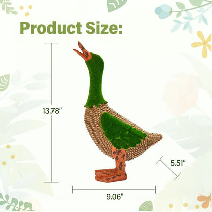 Faux Rattan Flocked Duck Garden Figurine