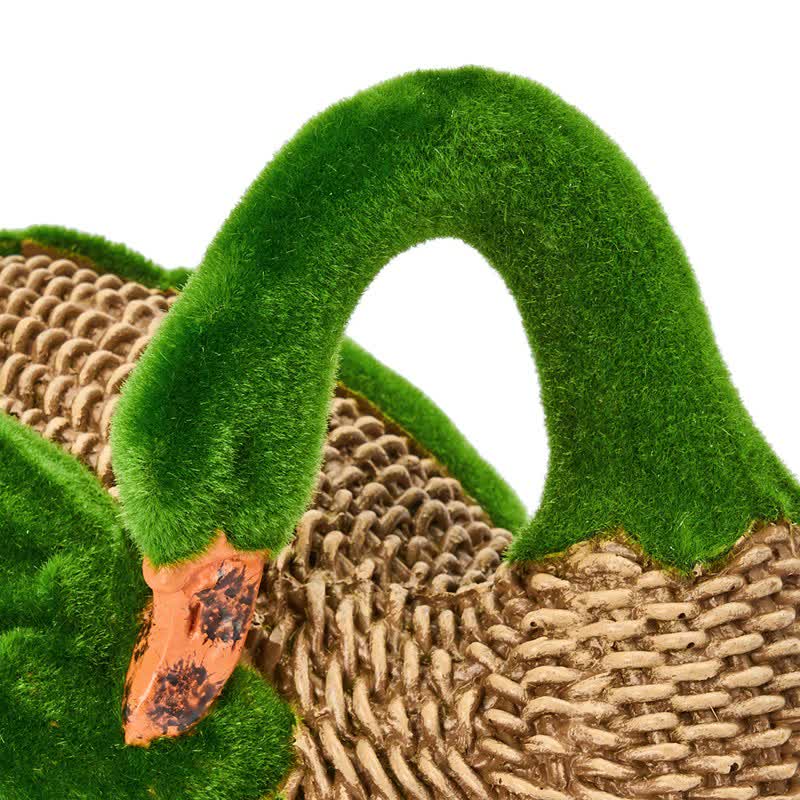 Faux Rattan Flocked Duck Garden Figurine