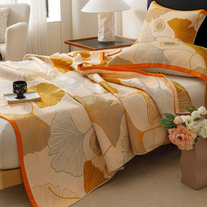 Ginkgo Leaf Cotton Gauze Quilt Blanket