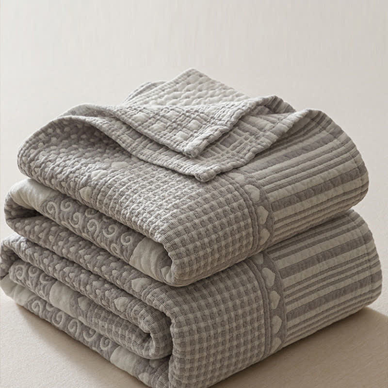 Patchwork Style Heart Cotton Gauze Quilt Blanket