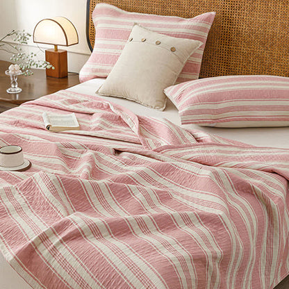 Minimalist Striped Cotton Gauze Quilt Blanket
